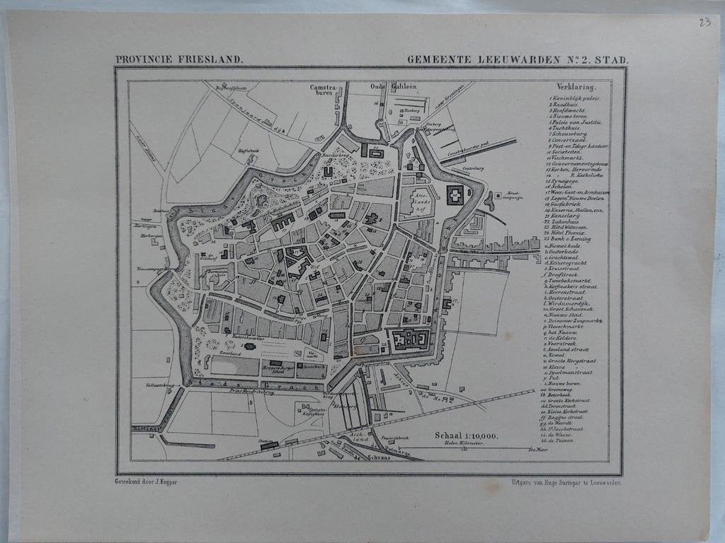 23 / Gemeente Leeuwarden No2 De Stad J. Kuyper uit 1867, Ophalen of Verzenden