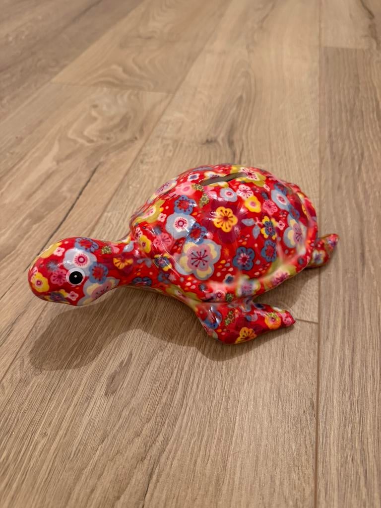 Spaarpot van keramiek - vrolijke schildpad, Verzamelen, Ophalen of Verzenden, Zo goed als nieuw, Steen, Aardewerk of Keramiek