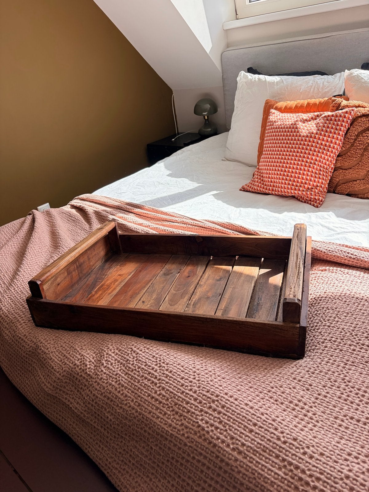 Houten dienblad uit Indonesië, Gebruikt, Ophalen of Verzenden, Handgemaakt, Dienblad
