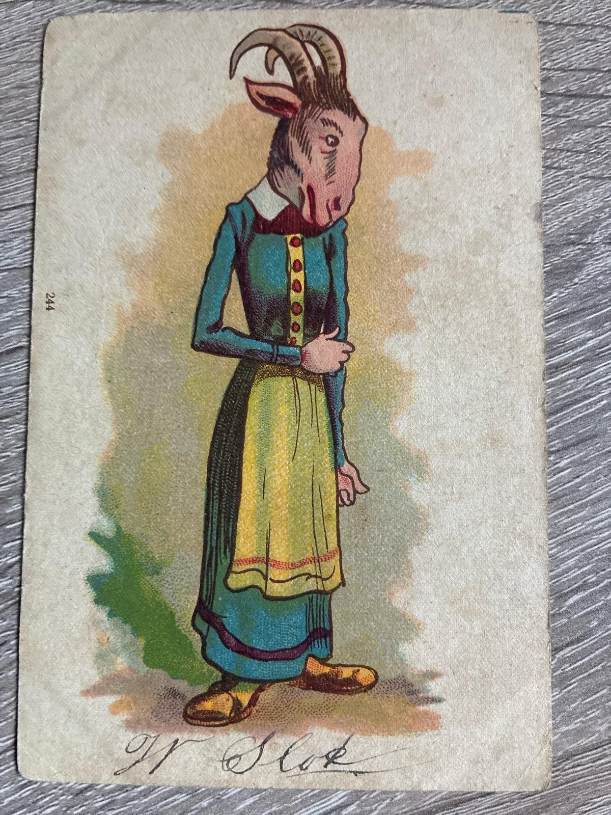 Antieke Ansichtkaart: Geit in Kleding, Ophalen of Verzenden, Voor 1920, Gelopen