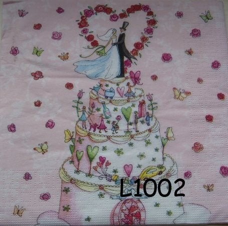 Servetten decoupage/bullet journal - taart huwelijk L1002, Verzenden, Nieuw