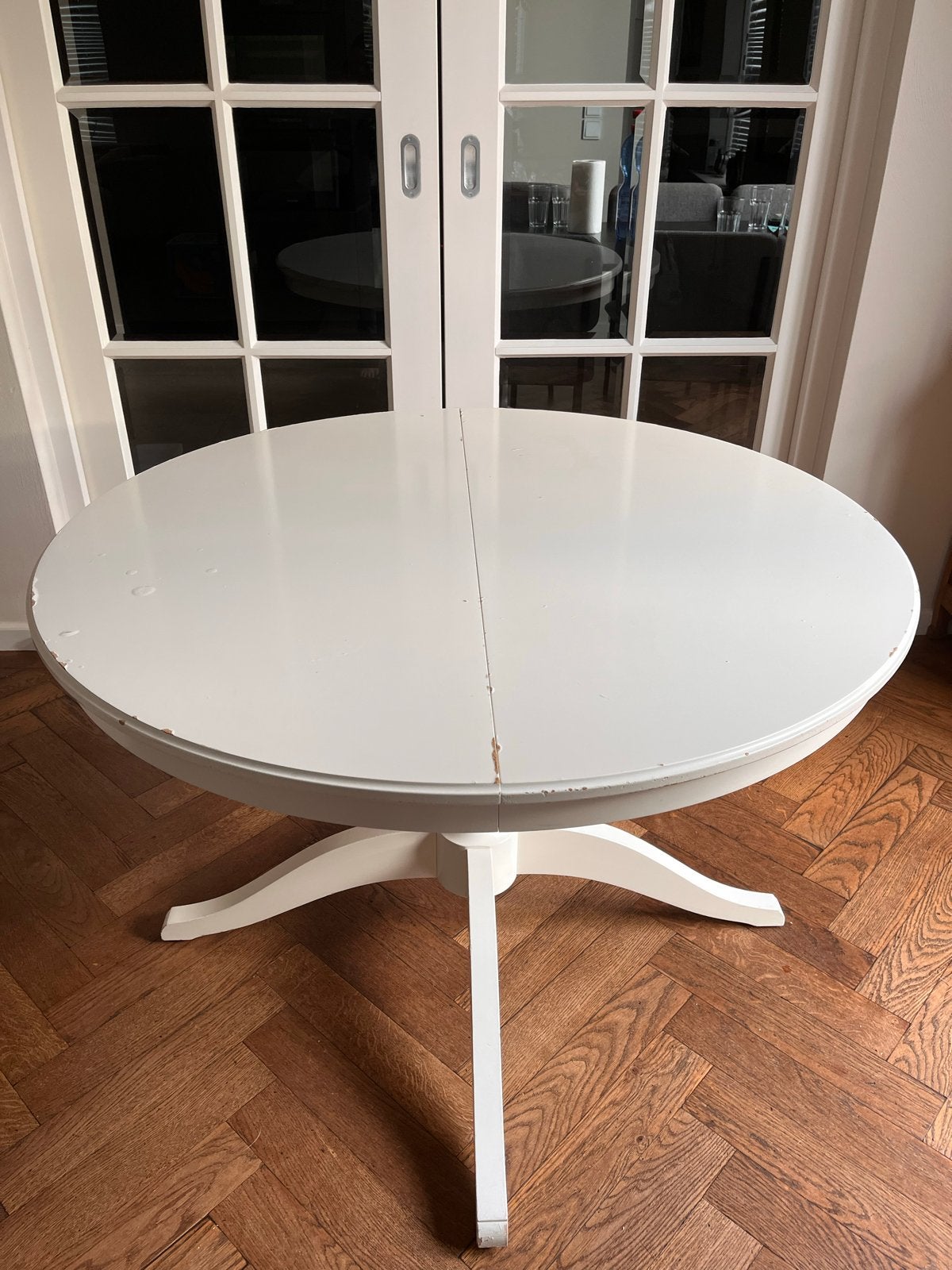 IKEA Liatorp uitschuifbare eettafel wit - 110 -155,5 cm, Huis en Inrichting, Tafels | Eettafels, Ophalen, Gebruikt, 100 tot 150 cm