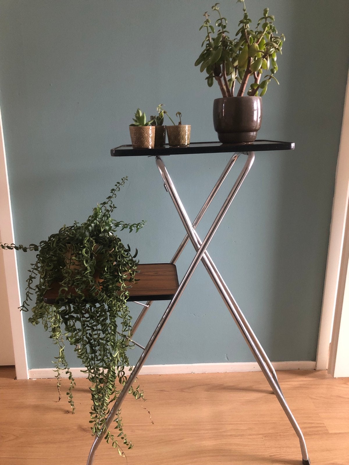 Vintage plantentafel / beamer projektor tafel, Ophalen, Gebruikt, Bruin, Vintage