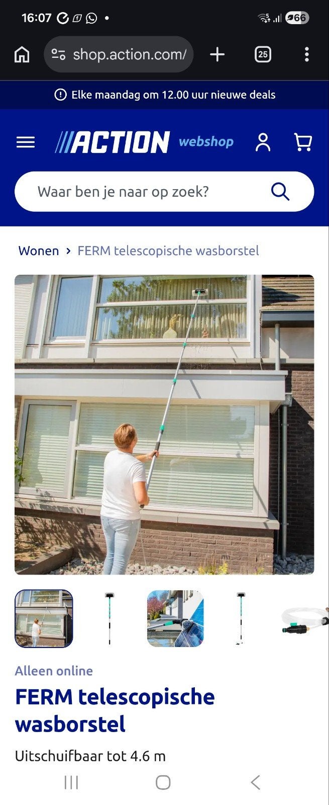 NIEUW FERM Telescopische Wasborstel - 6.1m Werkhoogte, Ophalen, Nieuw