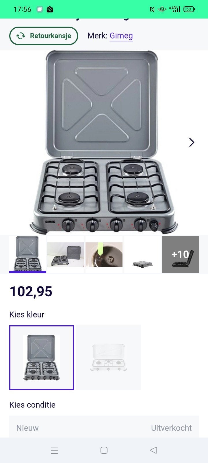 Gimeg 4-pits gasfornuis - Ideaal voor camping/buiten, Caravans en Kamperen, Kampeeraccessoires, Ophalen, Nieuw
