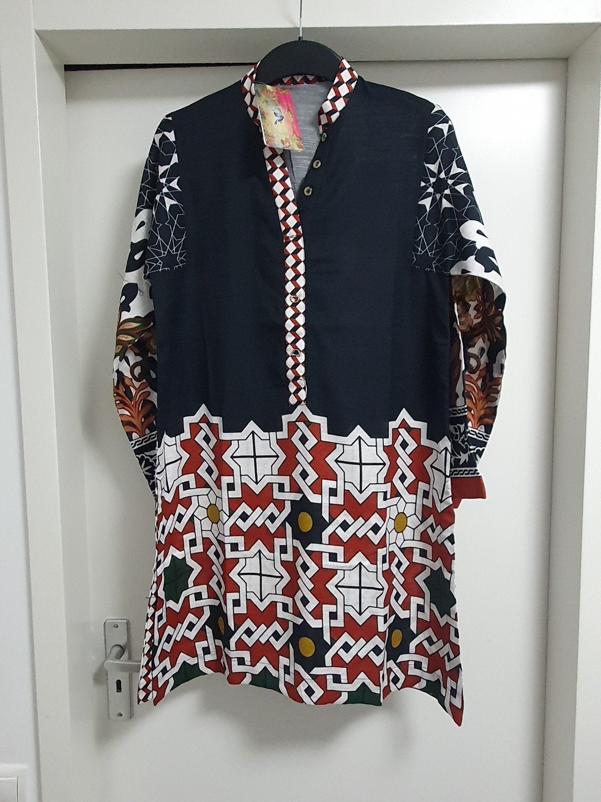 Sapphire Tuniek kurta Zwart/Rood/Wit met Patroon - Maat S, Sapphire, Zwart, Nieuw, Ophalen of Verzenden
