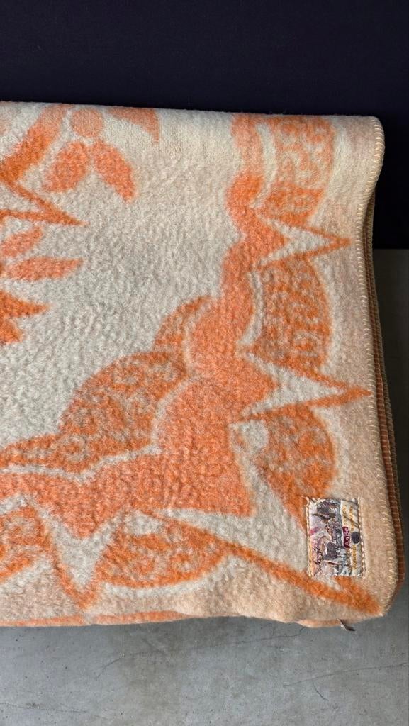 Vintage AaBe deken roze/oranje 125x200 cm abrikozen kleur, Gebruikt, Onbekend, Ophalen of Verzenden, Onbekend
