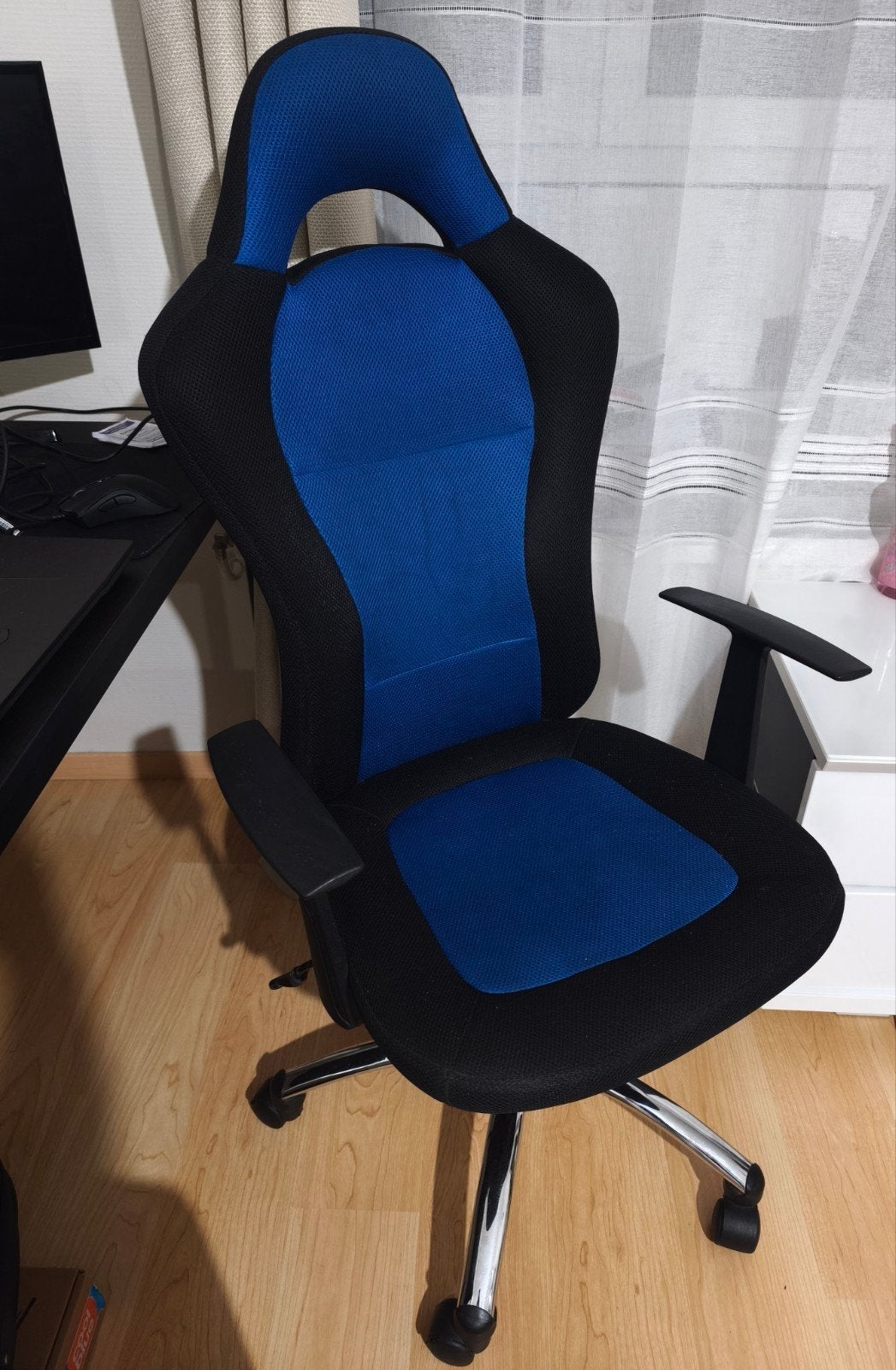Gaming Bureaustoel - Zwart/Blauw, Zwart, Ophalen of Verzenden, Zo goed als nieuw, Gaming bureaustoel