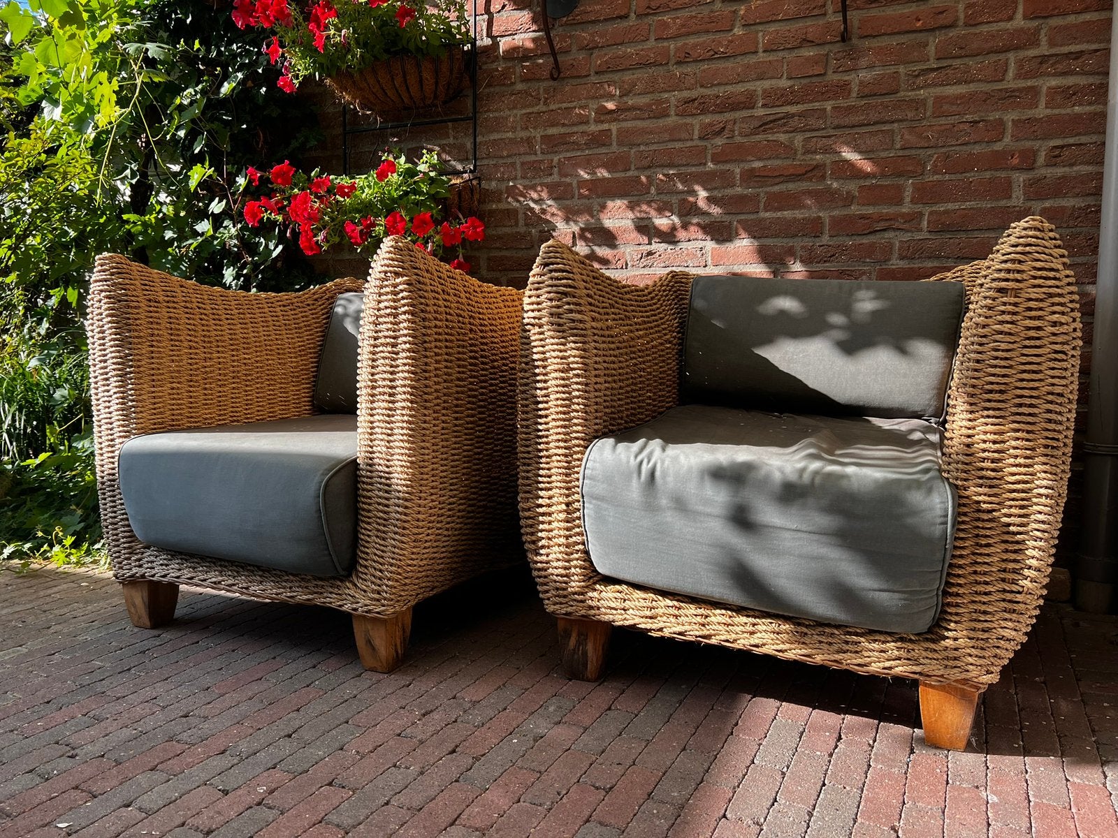 Prachtige set van 2 Rotan fauteuils, Ophalen, Gebruikt, Riet of Rotan, Twee