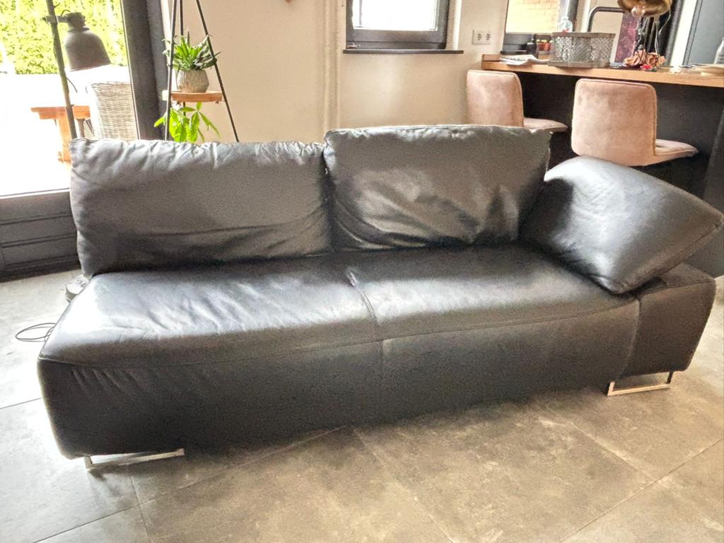 Natuzzi Zwarte leren bank - 3-zits, Gebruikt, 150 tot 200 cm, Tweepersoons, Ophalen of Verzenden