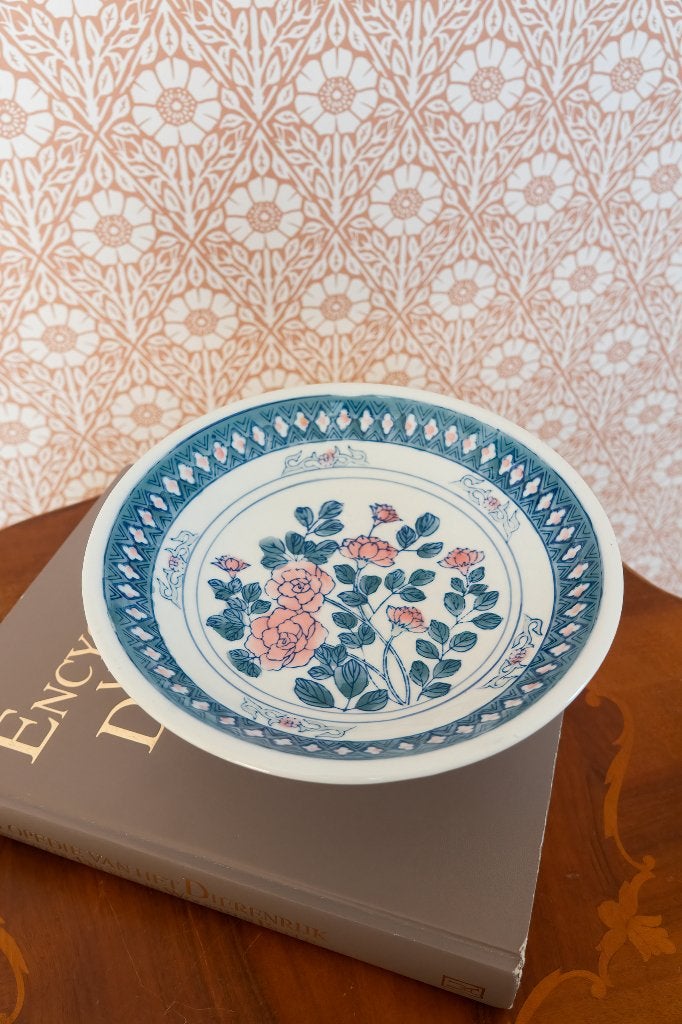 Foto 4 van Vintage Chinese schaal op voet bloemen