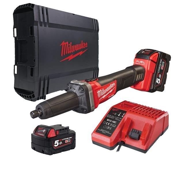 Milwaukee M18 FUEL Rechte Stiftslijper met 2x 5.0Ah accu, Ophalen of Verzenden, Zo goed als nieuw, 1000 watt of meer, Haakse handslijpmachine