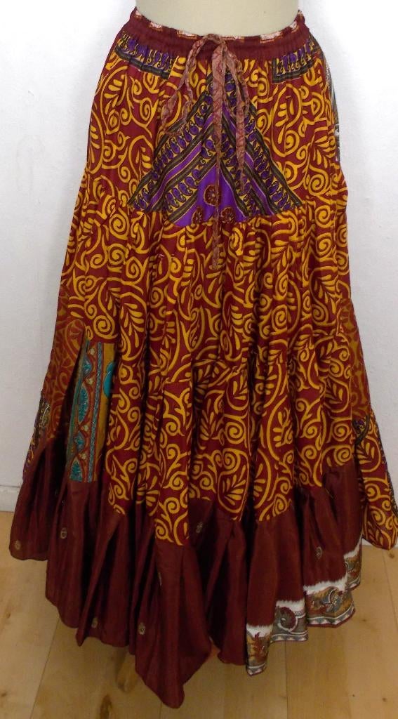 Prachtige 100% silk maxi stroken rok made in India! M, Maat 38/40 (M), Overige kleuren, Verzenden, Zo goed als nieuw