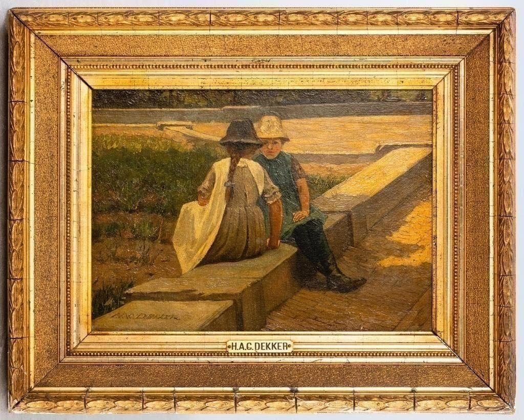 Hendrik Adriaan Christiaan Dekker (1836-1905)- 2 Meisjes, Antiek en Kunst, Kunst | Schilderijen | Klassiek, Verzenden