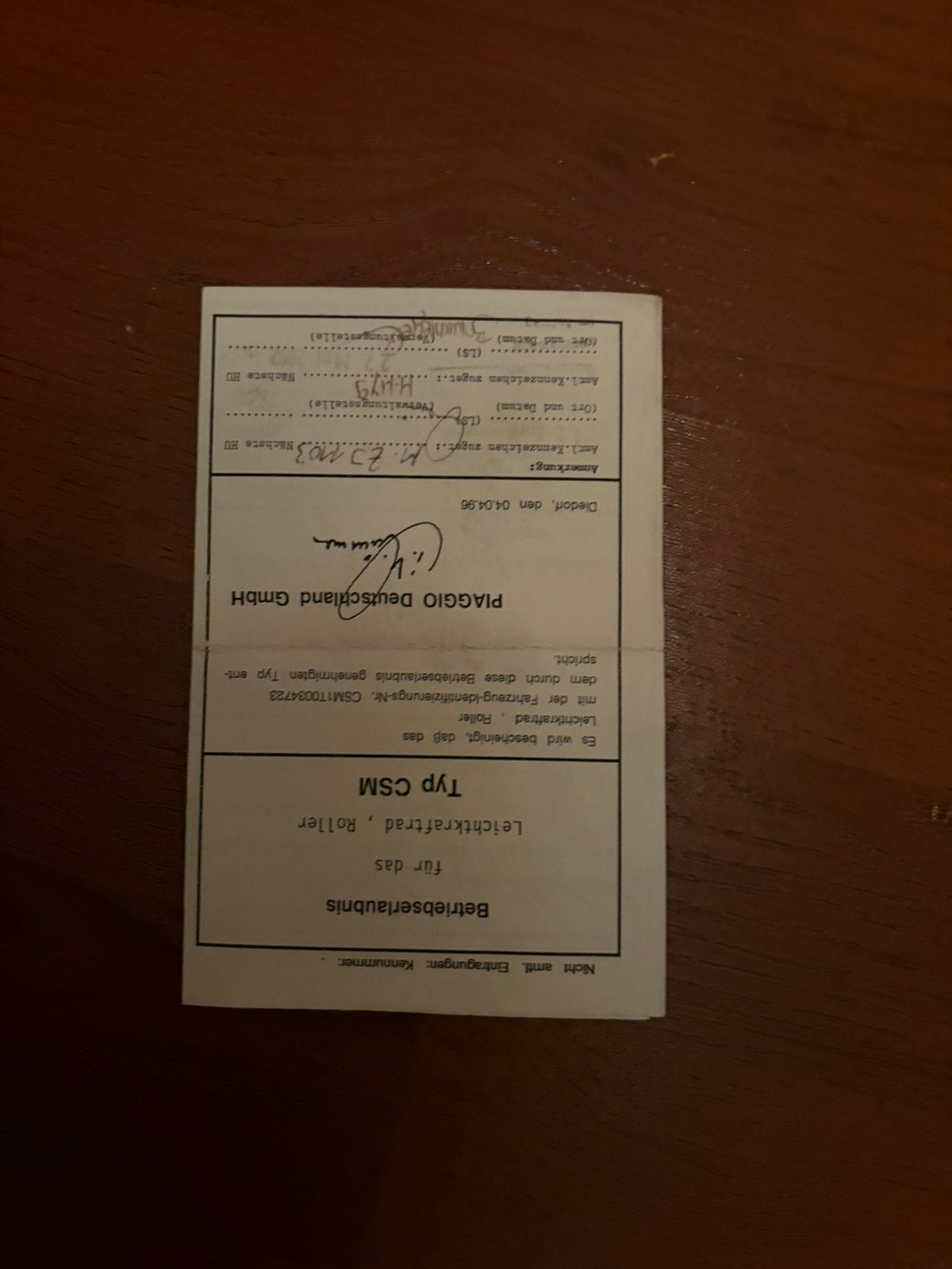 piaggio skipper 125cc duitse papieren, Ophalen