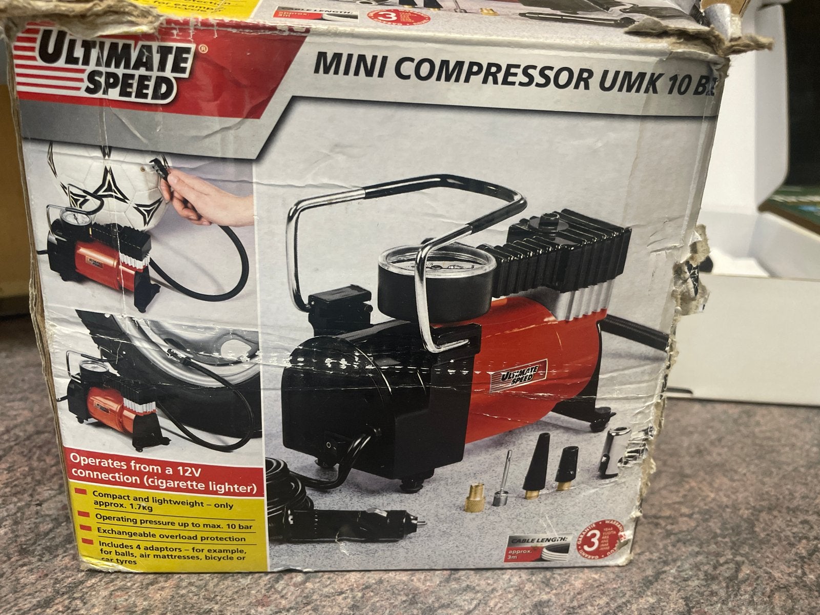 Ultimate Speed Mini Compressor UMK 10 B2 (12V), Doe-het-zelf en Verbouw, Gebruikt, 6 tot 10 bar, Ophalen of Verzenden, Minder dan 200 liter/min
