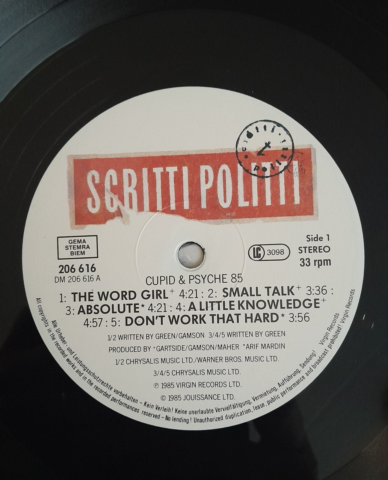 lp scritti politti - cupid & psyche 85, Ophalen of Verzenden, LP