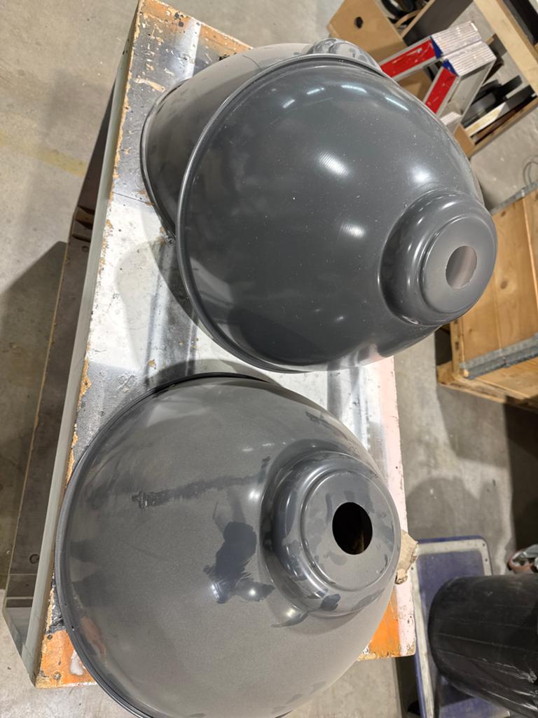3x Lampenkap grijs / wit - Dia 50 cm, hoogte 30 cm, Gebruikt, 25 tot 50 cm, Rond, Ophalen of Verzenden
