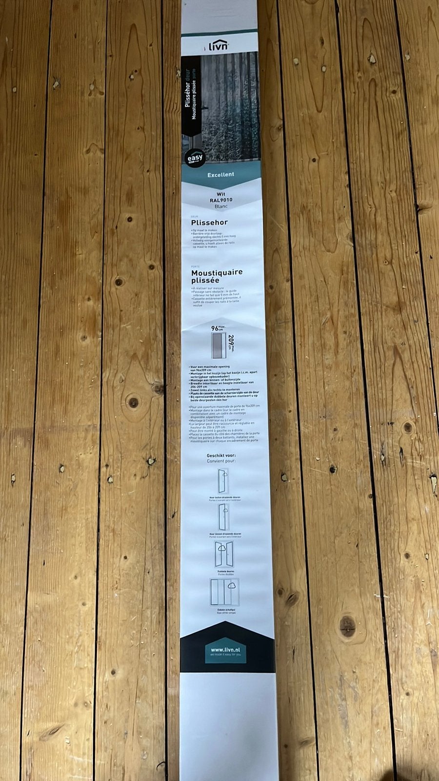 Plisse hordeur Livn, Ophalen, Wit, 50 tot 100 cm, Zo goed als nieuw
