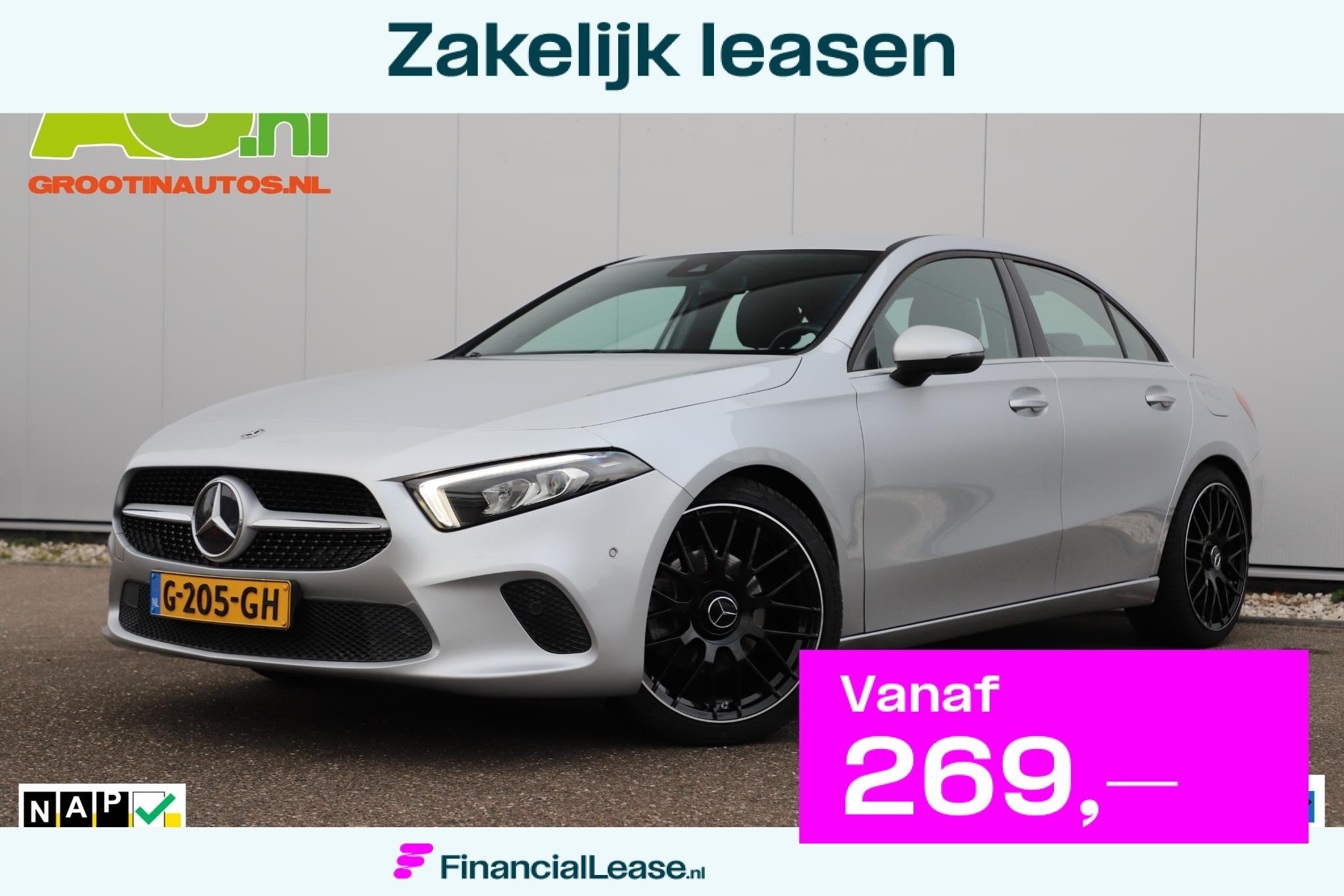 Mercedes-Benz A-klasse 200 Business Solution Automaat Half L, Gebruikt, 4 cilinders, Met garantie (alle), Leder en Stof