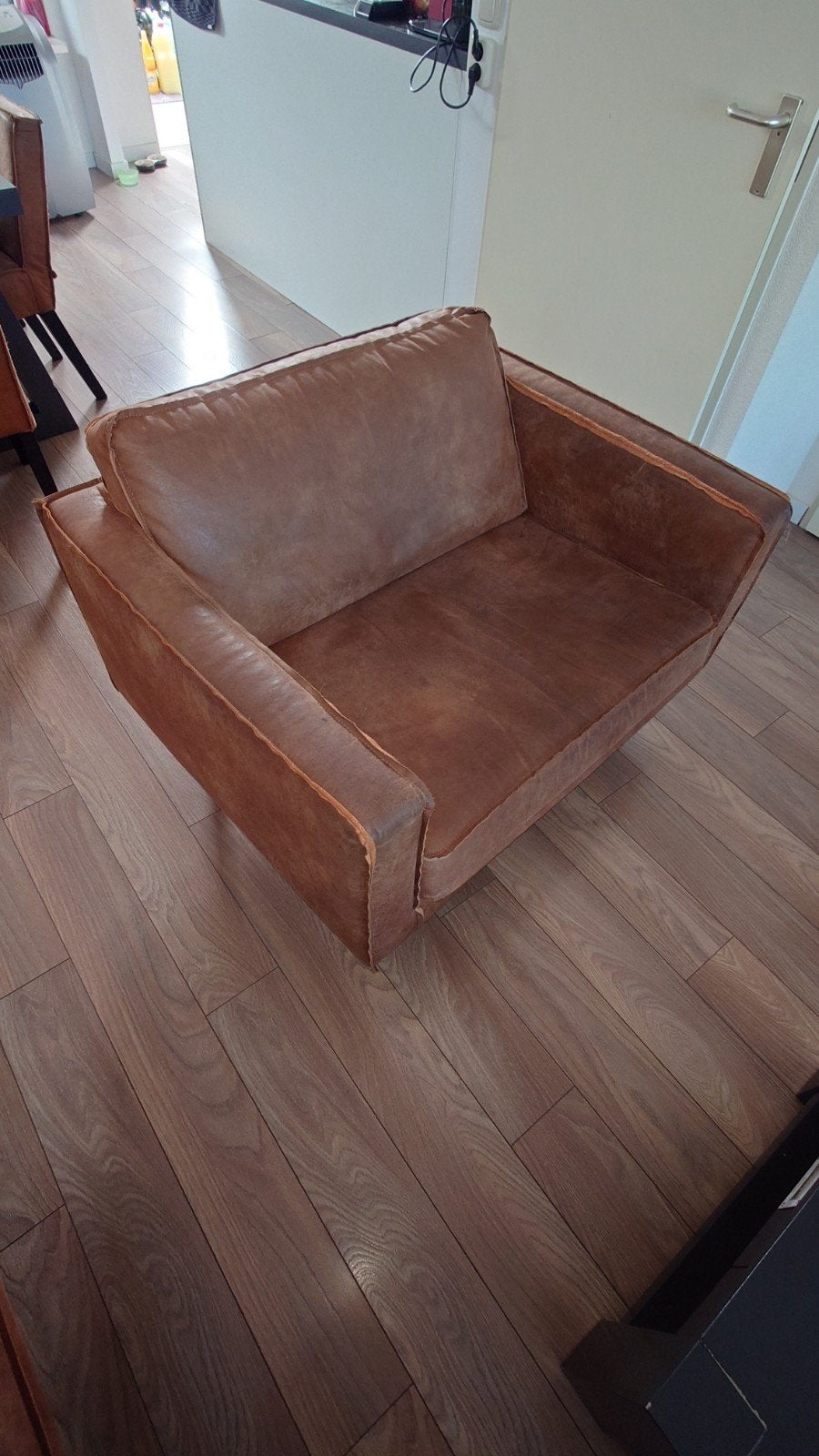 Fauteuil van Be Pure kleur Cognac, Ophalen, Eenpersoons, Minder dan 150 cm, Leer