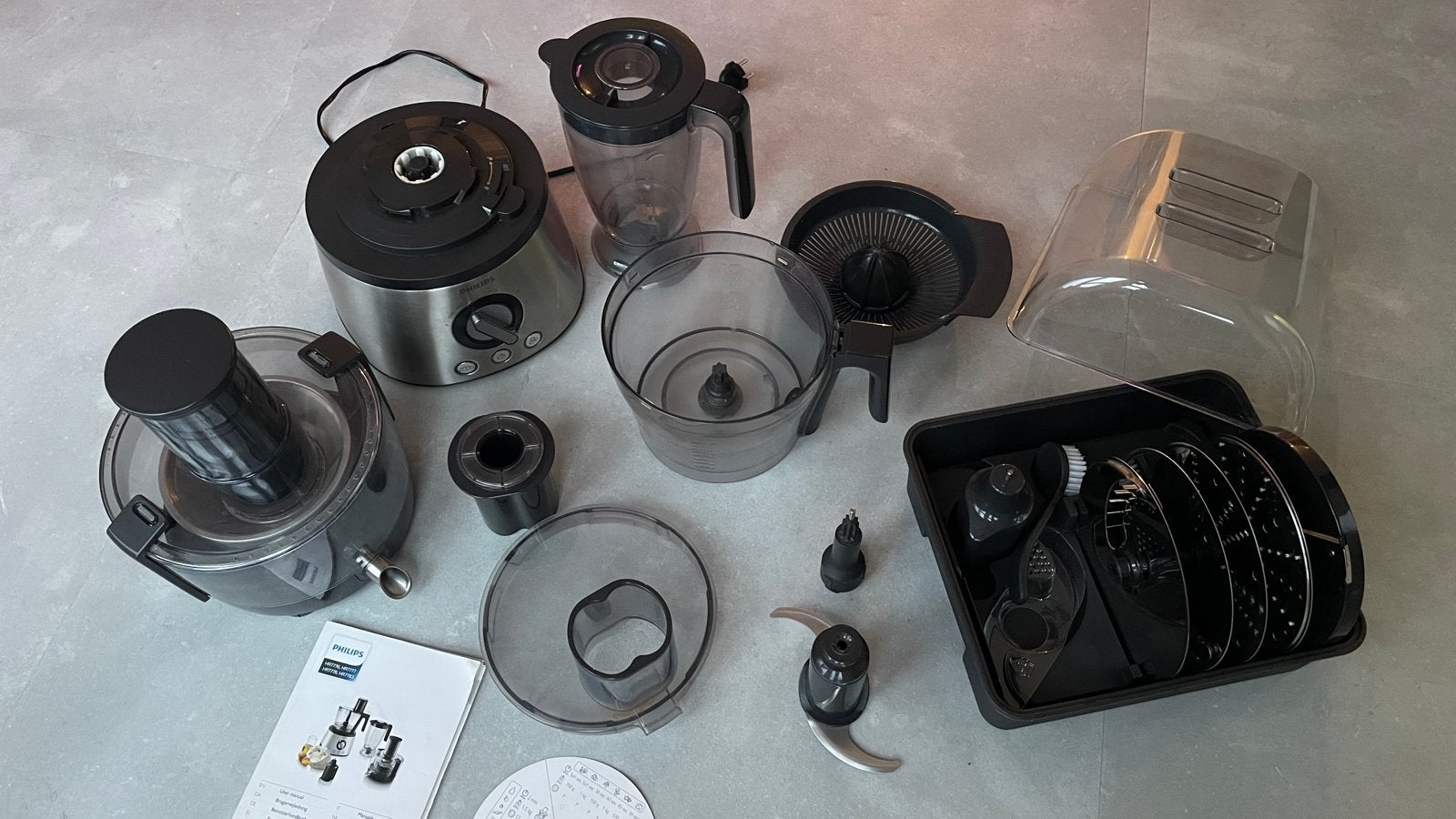 Philips HR7778 Foodprocessor met sapcentrifuge en blender, 2 tot 3 liter, Ophalen of Verzenden, Gebruikt, 3 snelheden of meer