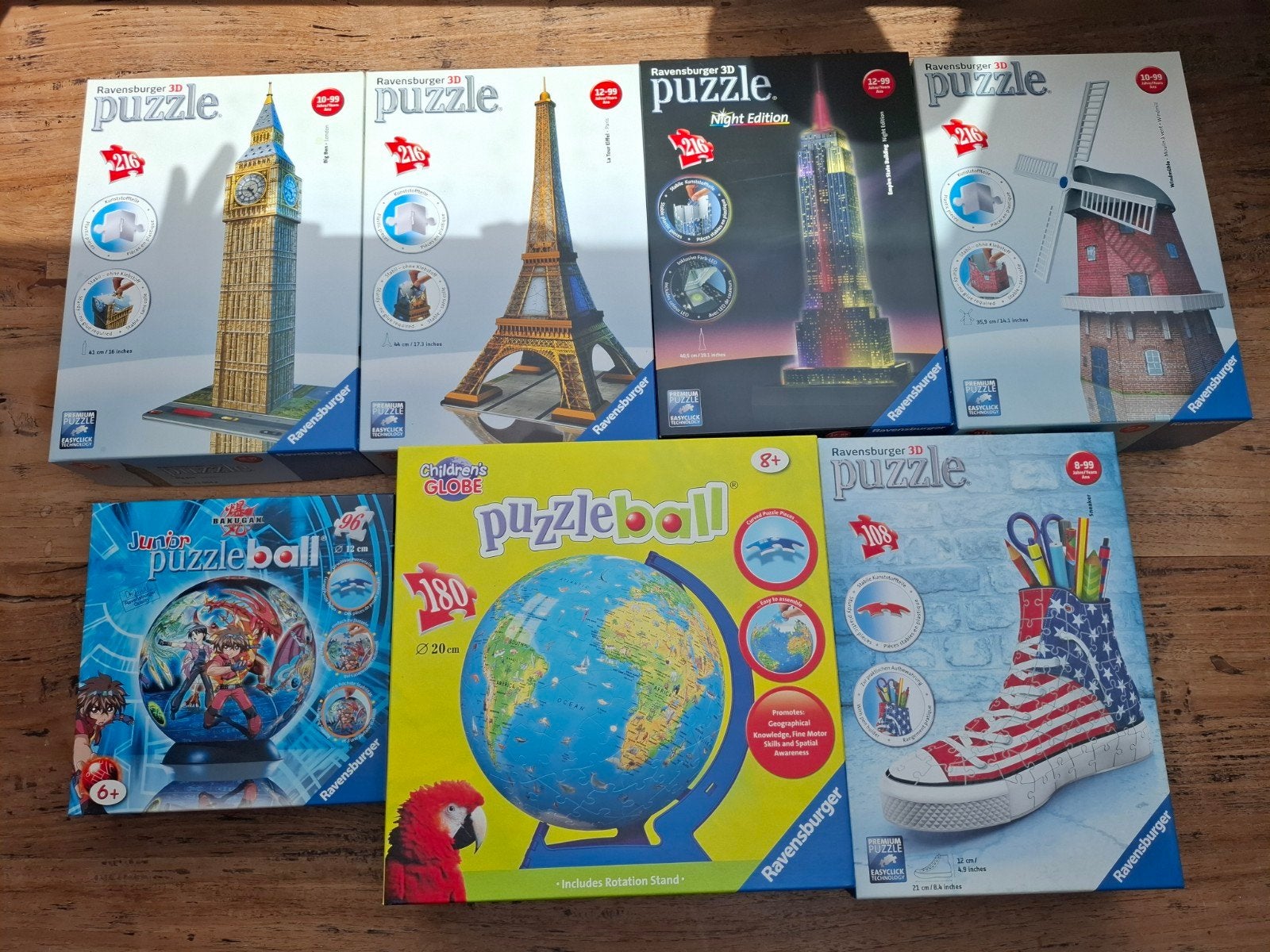 Set van 7 complete 3D puzzels, Verzenden, Gebruikt, Overige typen