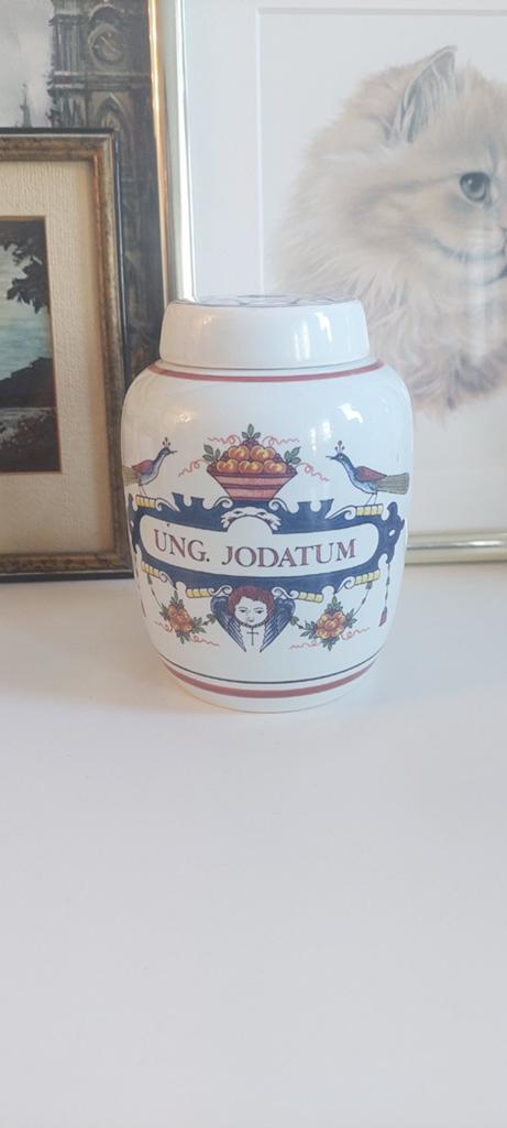 Handgeschilderde Delftse apothekerspot (pauw cherubijn fruit, Ophalen of Verzenden