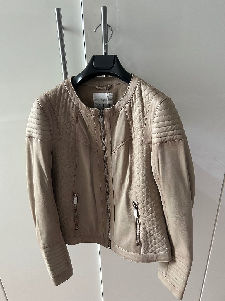 Leren dames jas, Kleding | Dames, Jassen | Zomer, Maat 38/40 (M), Beige, Nieuw, Ophalen of Verzenden