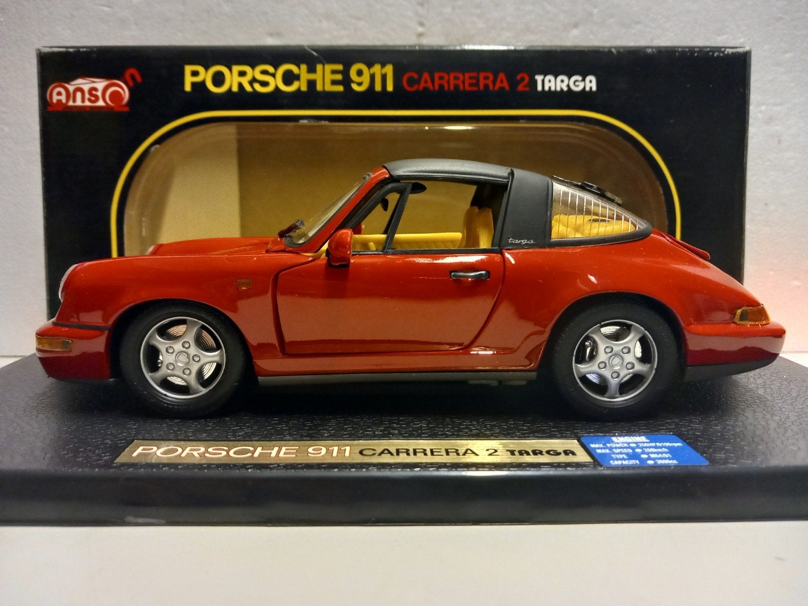 Porsche 911 Carrera 4 closed top Targa rood Anson 1:18 KRD, Ophalen of Verzenden, Zo goed als nieuw, Auto, Anson