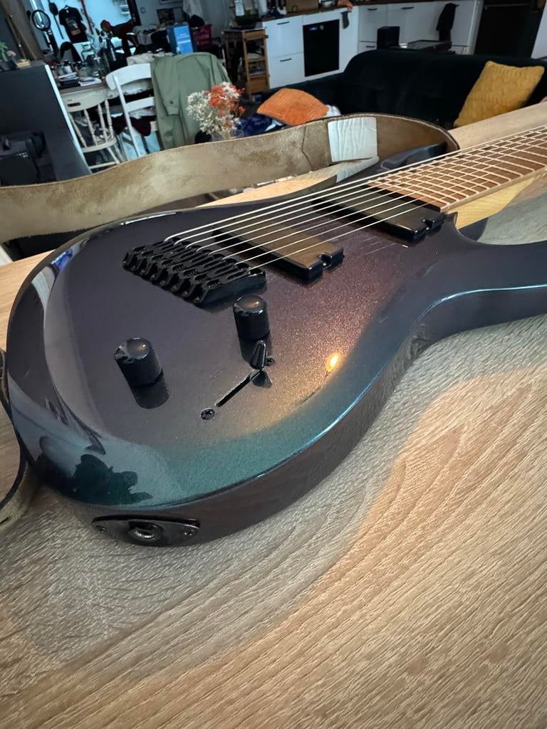 Harley Benton 8-snarige elektrische gitaar (R458FFB), Muziek en Instrumenten, Snaarinstrumenten | Gitaren | Elektrisch, Ophalen