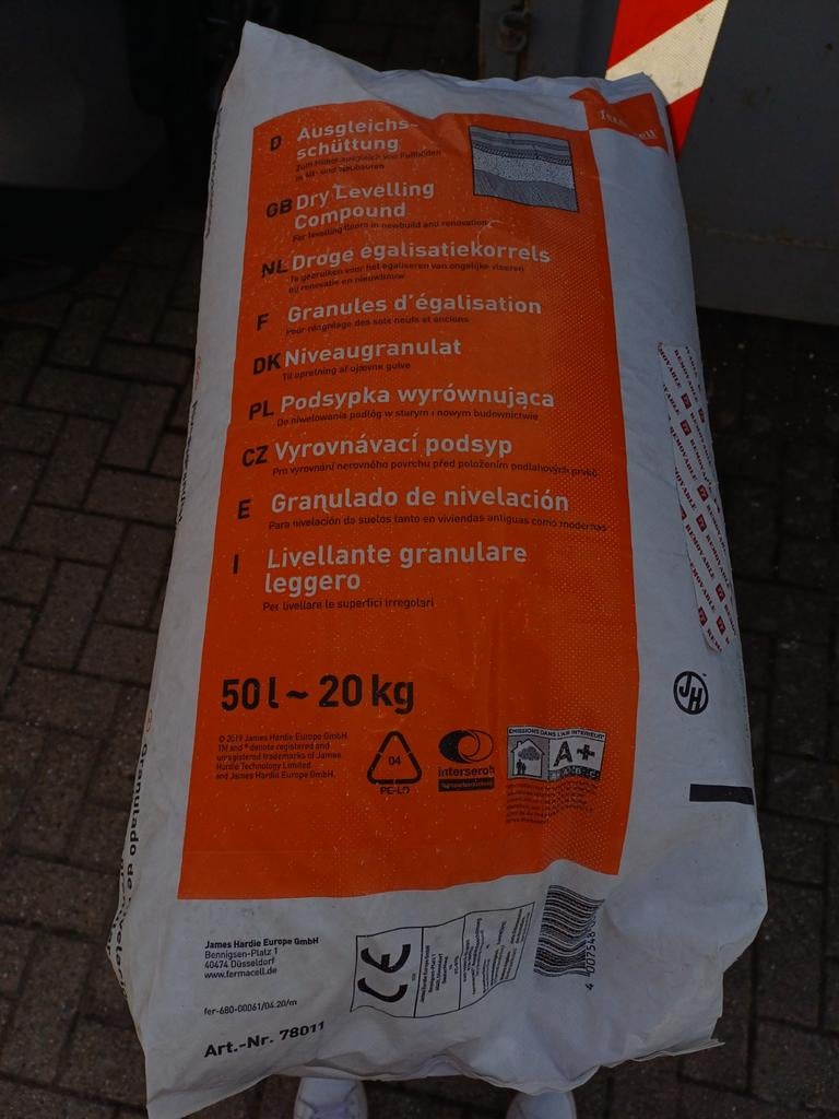 Fermacell egalisatiekorrels 50L / 20kg - ook los te koop!!, Ophalen, Nieuw