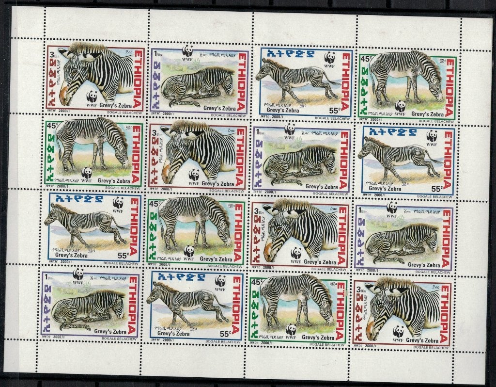 X316 Ethiopie Kb 1704/07 postfris Dieren / WWF, Verzenden, Postfris, Dier of Natuur