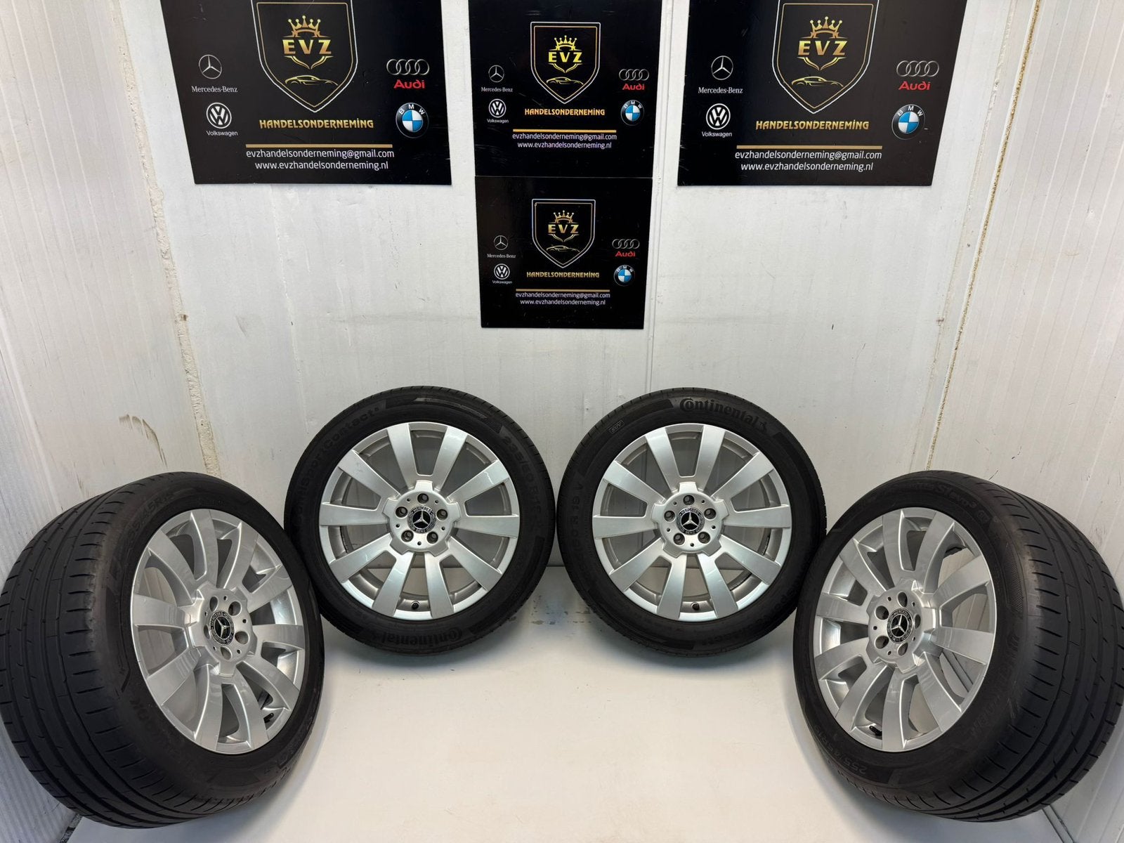 Org. Mercedes GLK 19 inch velgen met zomerbanden 5x112, 19 inch, Gebruikt, 255 mm, Banden en Velgen