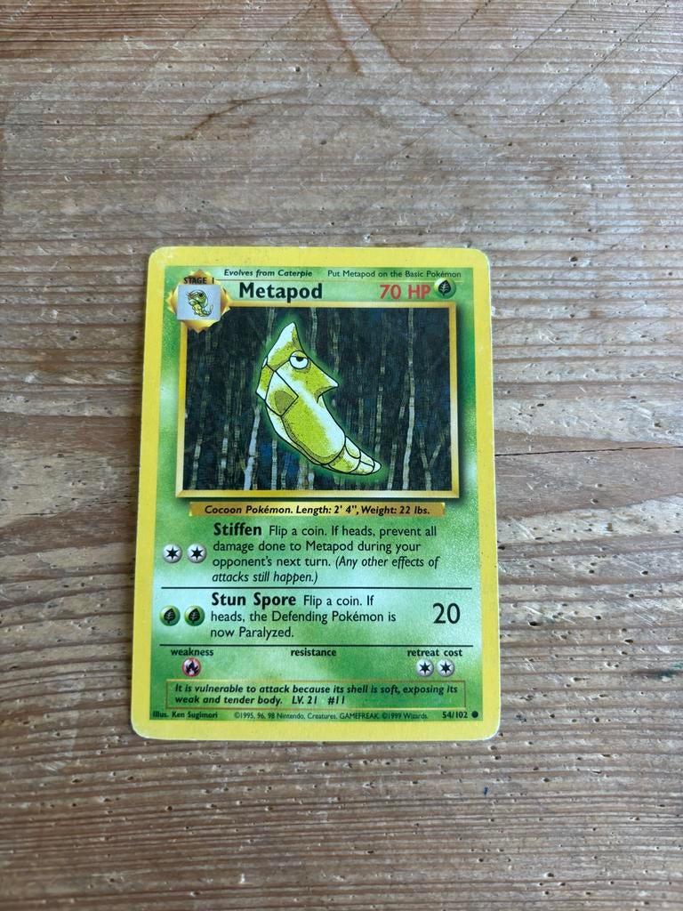 Metapod Pokémon Kaart - Base Set (94/102), Hobby en Vrije tijd, Verzamelkaartspellen | Pokémon, Gebruikt, Losse kaart, Ophalen of Verzenden