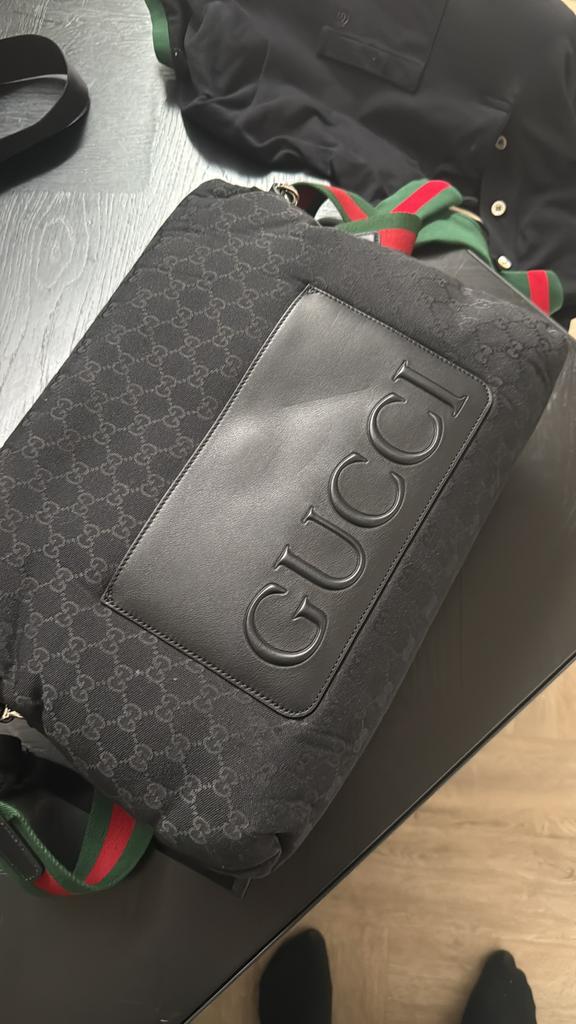 GUCCI Messenger / Shoulder Bag – Zwart GG Monogram, Ophalen of Verzenden, Zo goed als nieuw
