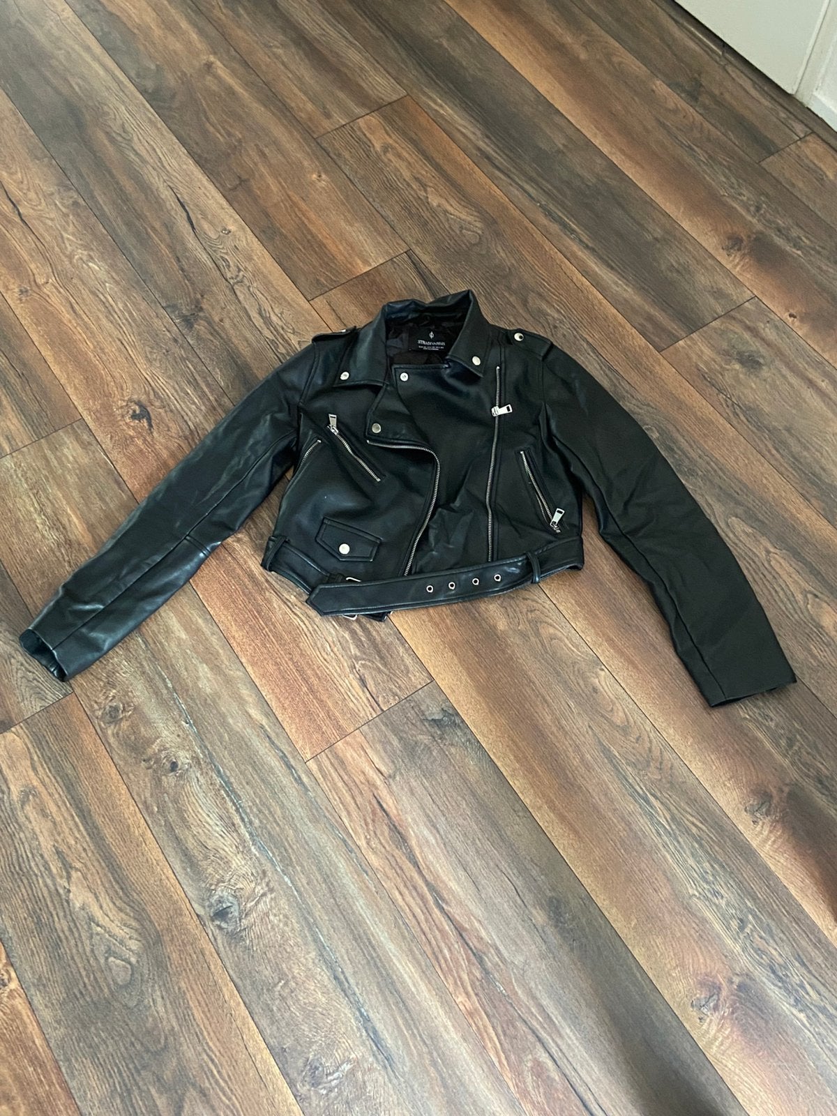 Zwart korte leerjas maat XS, Kleding | Dames, Ophalen, Zo goed als nieuw, Maat 34 (XS) of kleiner, Zwart