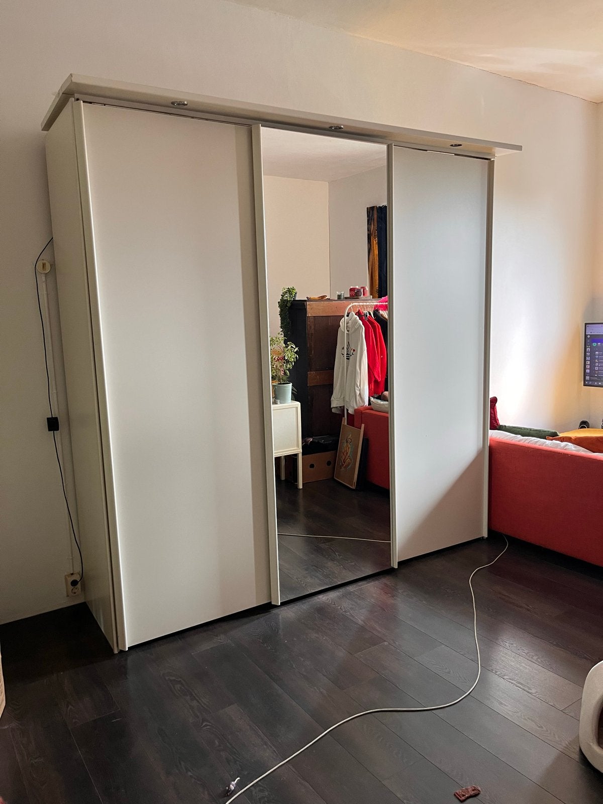 Carre Hulsta Kledingkast met Schuifdeuren en Spiegel, Huis en Inrichting, Kasten | Kledingkasten, Ophalen, Gebruikt, 200 cm of meer