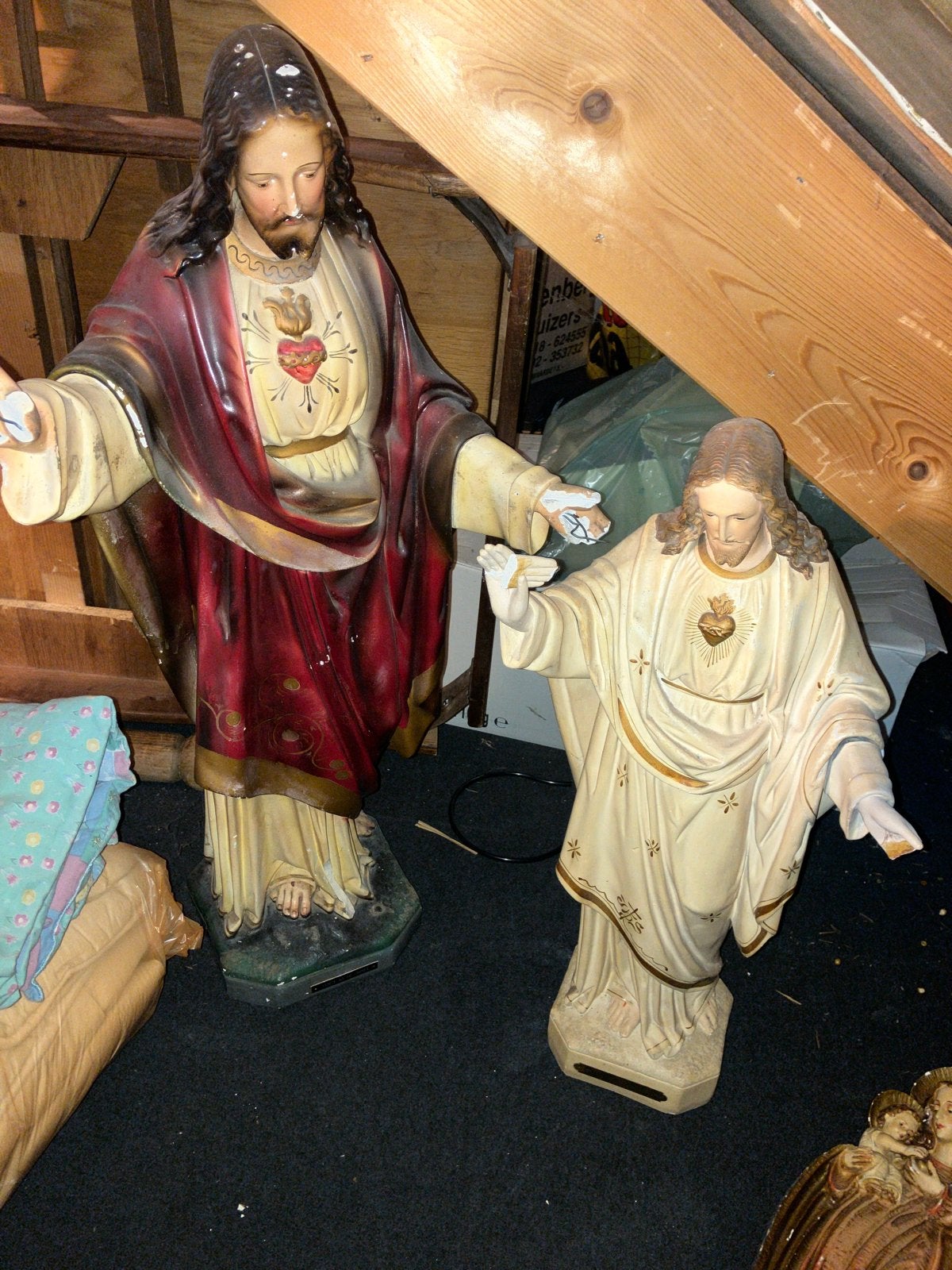 2 grote Jezus beelden en Mariabeeld met troontje, Antiek en Kunst, Ophalen of Verzenden