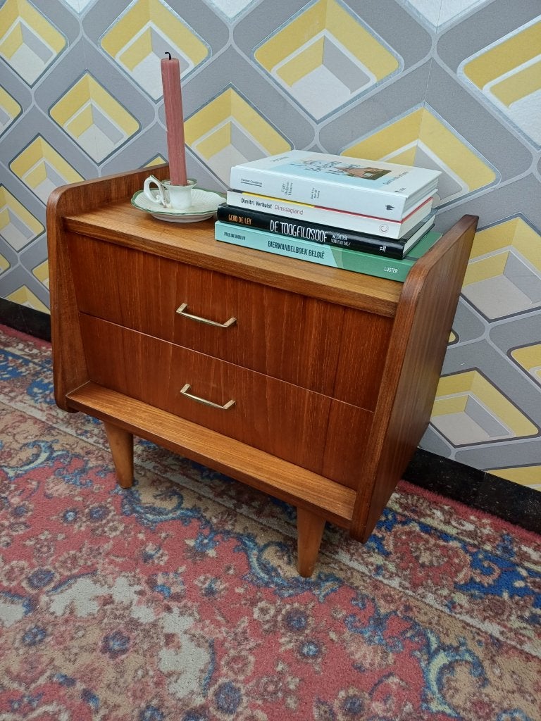 Retro vintage nachtkastje bijzetkastje jaren 50 60, Ophalen, Gebruikt, Minder dan 45 cm, Minder dan 55 cm