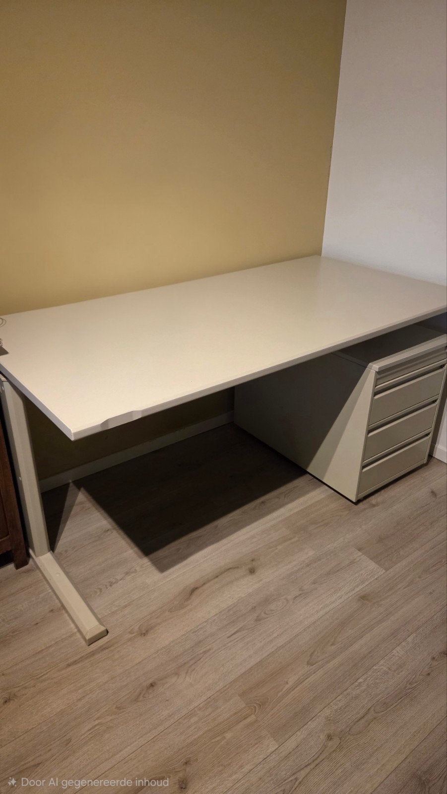 Stevig bureau 160cm inc ladeblok en kabelgoot, Huis en Inrichting, Ophalen, Kabelgoot, Gebruikt