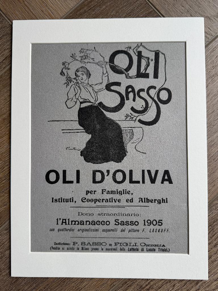 Art Deco - Olijf olie - Italiaans - 1907 - Retro P0609-023, Antiek en Kunst, Kunst | Etsen en Gravures, Ophalen of Verzenden, Ets
