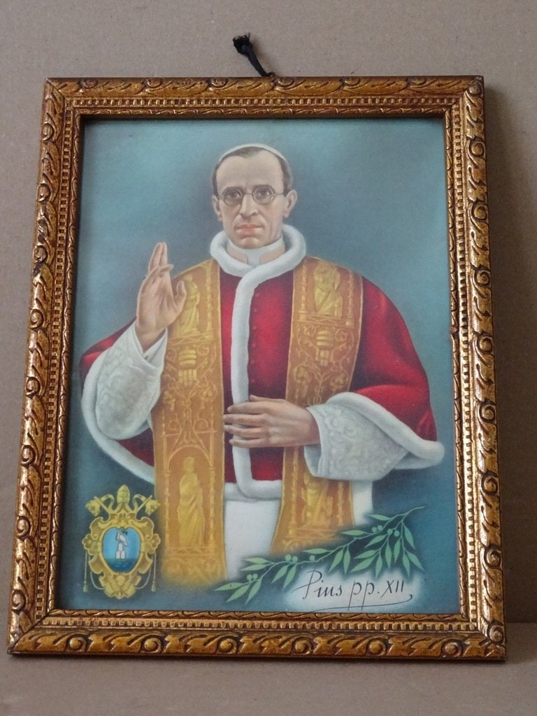 Vintage prent gedrukt portret paus Pius XII 21x27cm 1939, Ophalen of Verzenden, Gebruikt, Overige typen, Christendom | Katholiek