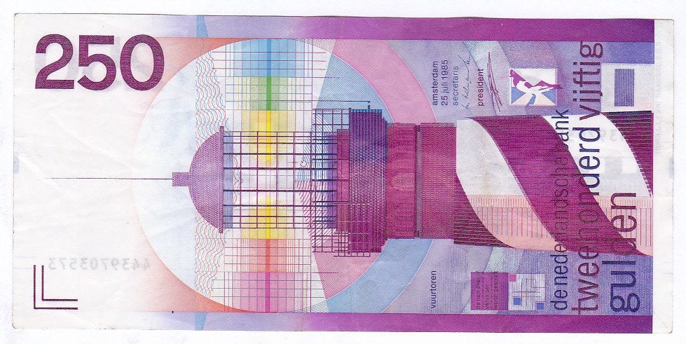 250 gulden 1985 Vuurtoren voor 99 euro, Ophalen of Verzenden, 250 gulden, Los biljet