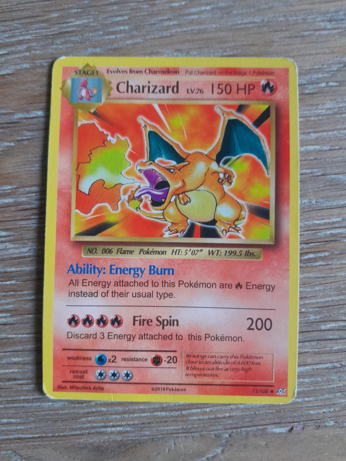 Charizard LV.76 150 HP Pokémon Kaart 2016, Ophalen of Verzenden, Gebruikt, Losse kaart