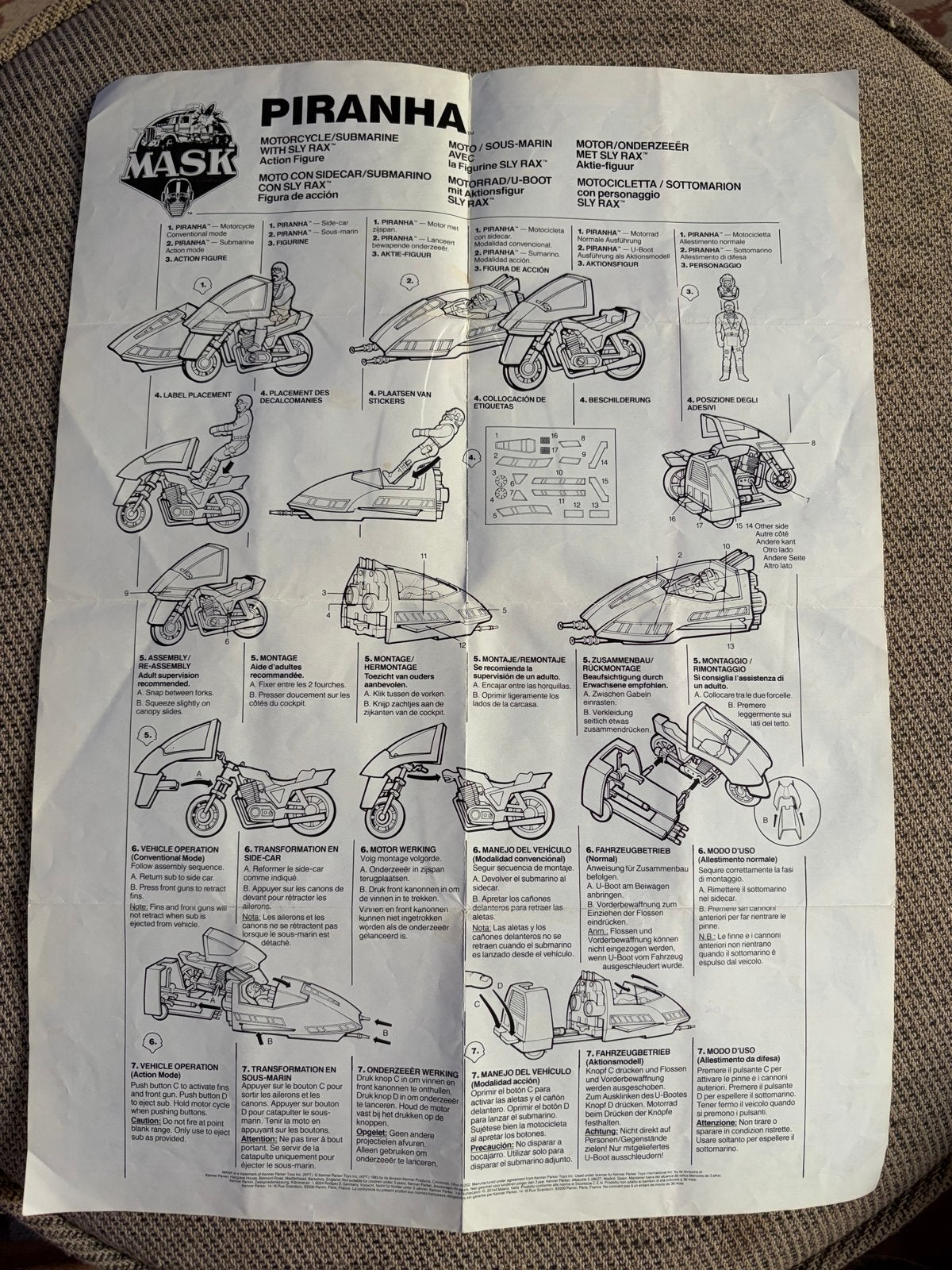 M.A.S.K. Piranha Handleiding - Vintage Speelgoed, Ophalen of Verzenden