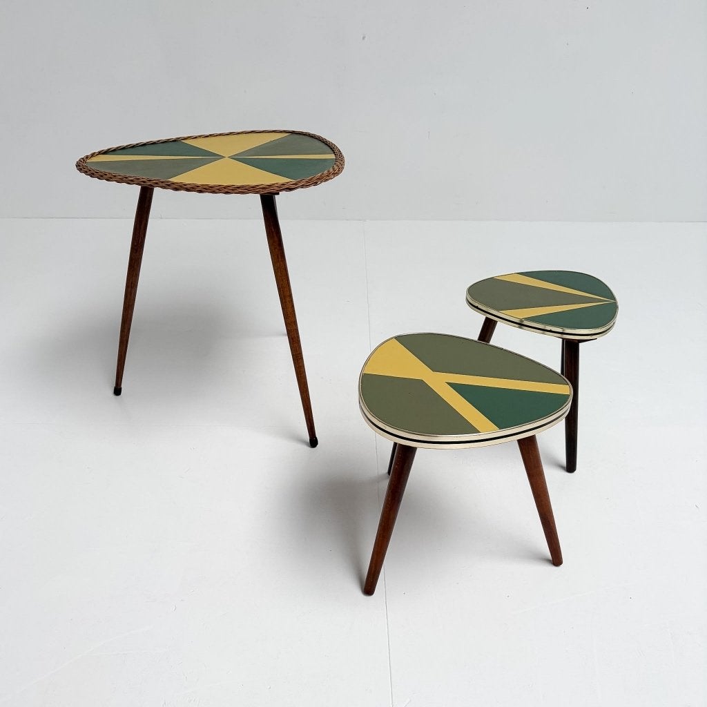 Set van 3 gerestaureerde plantentafels uit Frankrijk, 1960's, Gebruikt, 50 tot 100 cm, X, Vintage