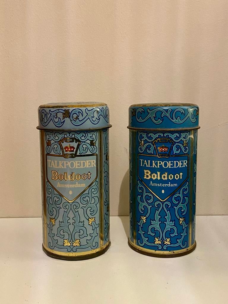 Vintage Boldoot Talkpoeder Blikjes - Set van 2, Ophalen