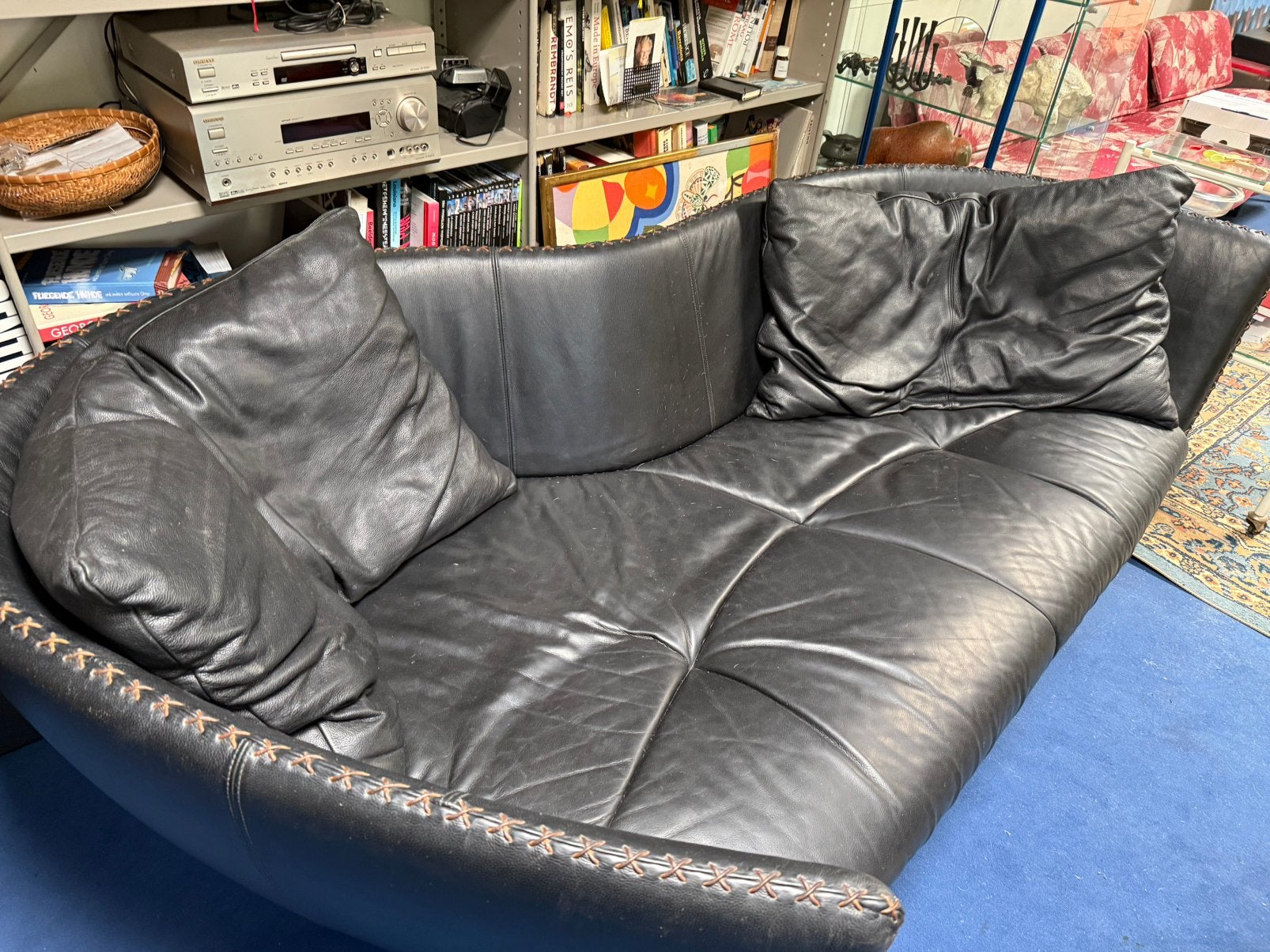 Desede DS102 Shell Lounge Bank Zwart leer Mathias Hoffmann, Ophalen, Gebruikt, Loungen Swiss Desede Edra Cassina FSM COR Industrieel