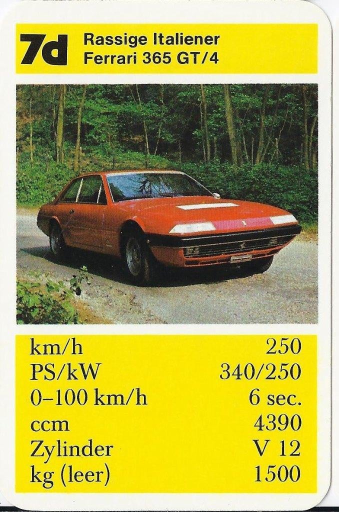 Kw4 autokaartje 7d ferrari 365 gt / 4, Ophalen of Verzenden, Zo goed als nieuw, Auto's